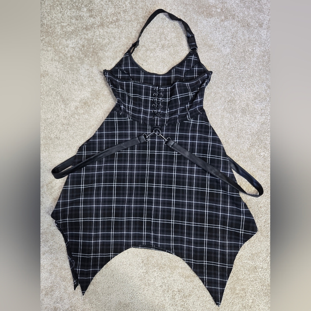 Killstar Black and White Asymmetrical Plaid Dress XL - Picture 6 of 6